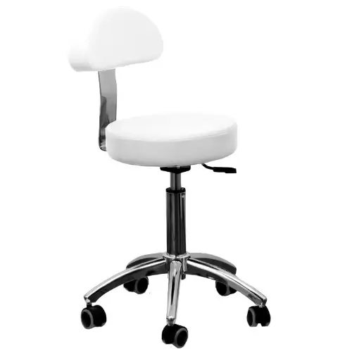 imagine Scaun cosmetica cu spatar alb cu baza stea de inox